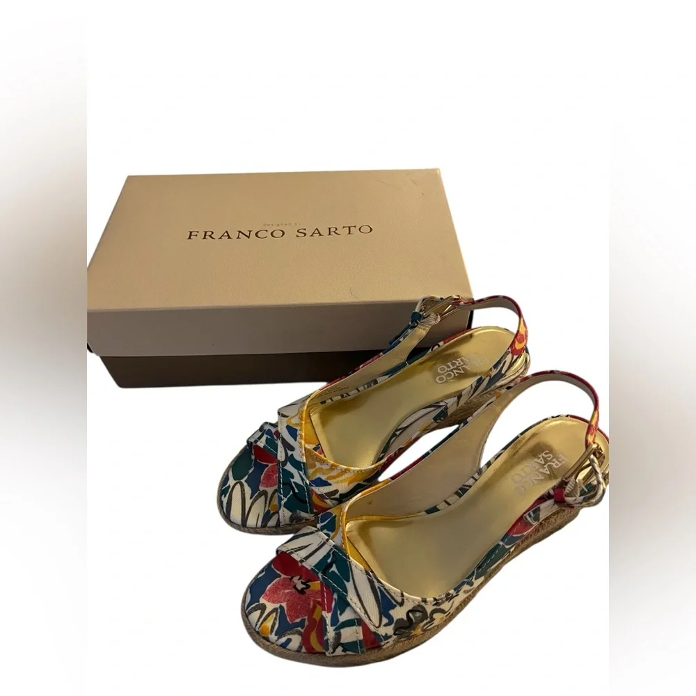 Franco Sarto Women's Colorful Floral Espadrille Sandals Shoes Size 8